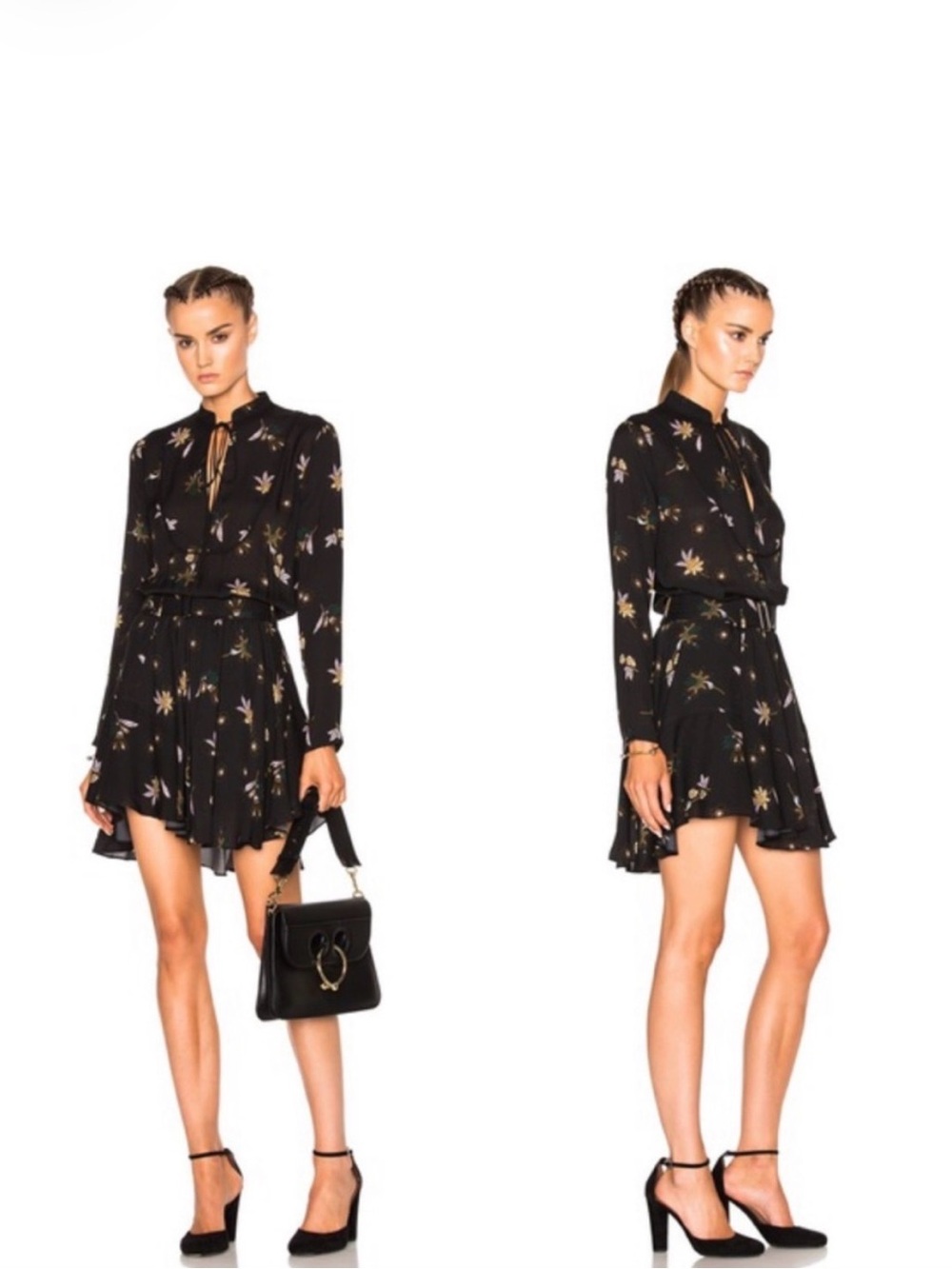 A.L.C. Black Floral Silk Dress — Size 2